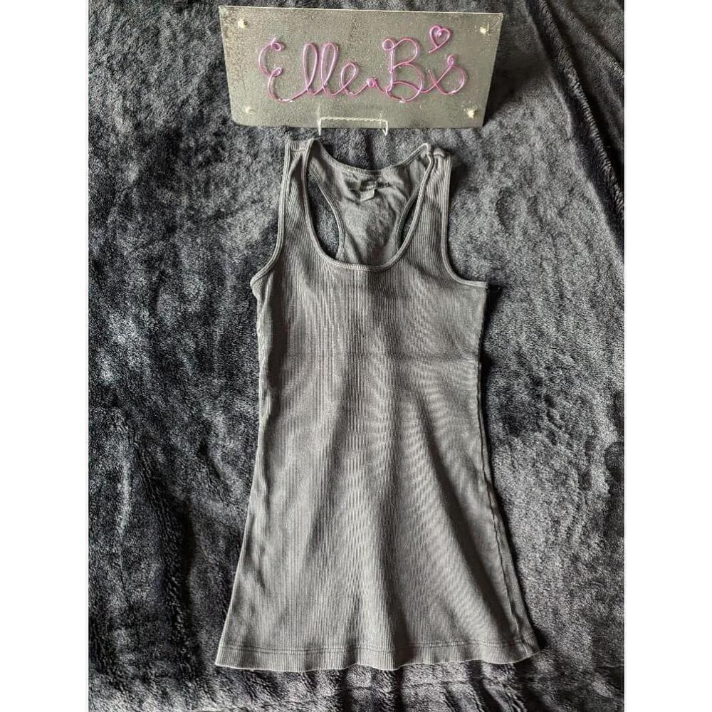 GUC Express Black Ribbed Racerback Tank w/ back Bling Detail S